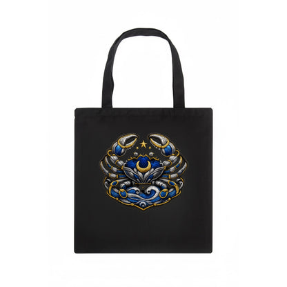 CANCER CRAB - protective crab in silver and blue , water sign - Tote Bag - dark