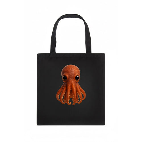 Baby Giant Pacific Octopus - reddish, smaller tentacles, expressive eyes, front-facing, - Tote Bag