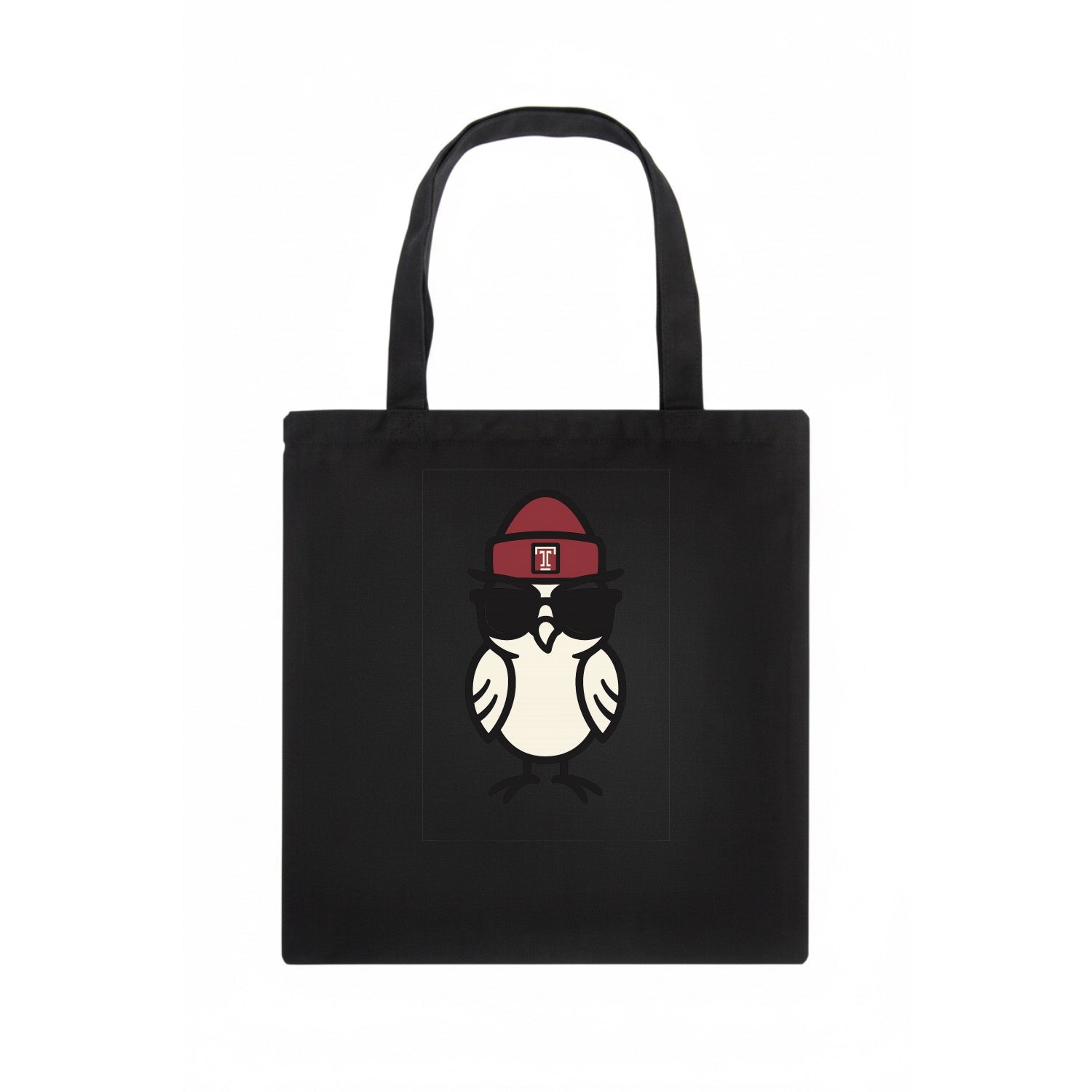 Philadelphia Owl wearing Temple beanie with T patch - Tote Bag - dark
