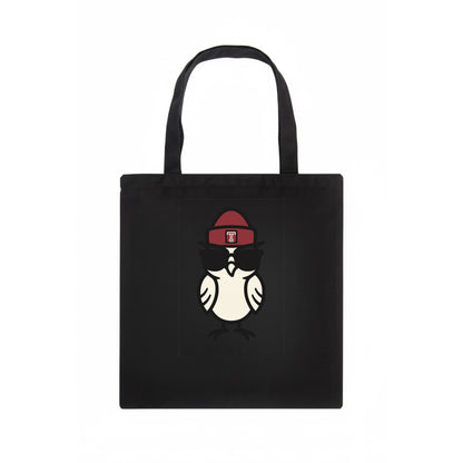Philadelphia Owl wearing Temple beanie with T patch - Tote Bag - dark