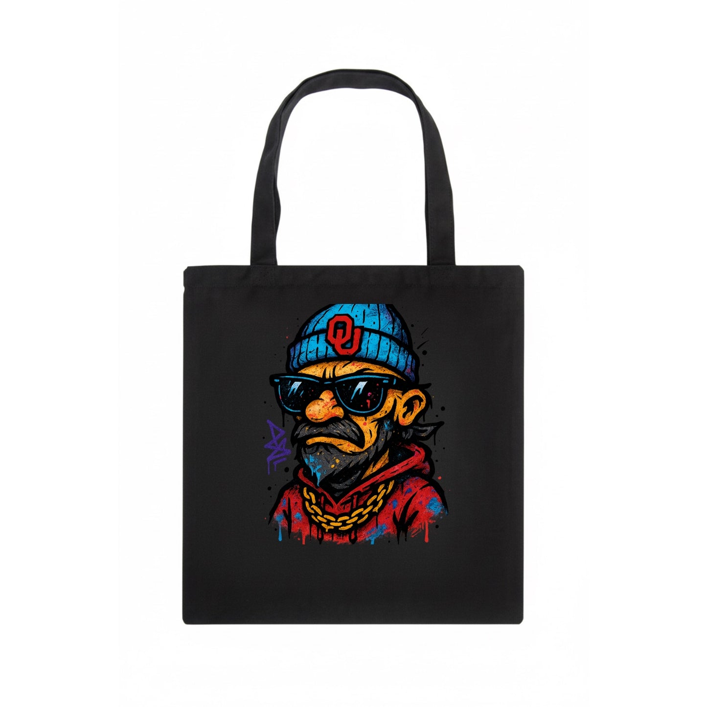 Norman Sooner wearing Oklahoma beanie with OU patch - Tote Bag - dark