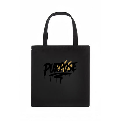 Bold typography design - "PURPOSE" - reason for being - Tote Bag - dark