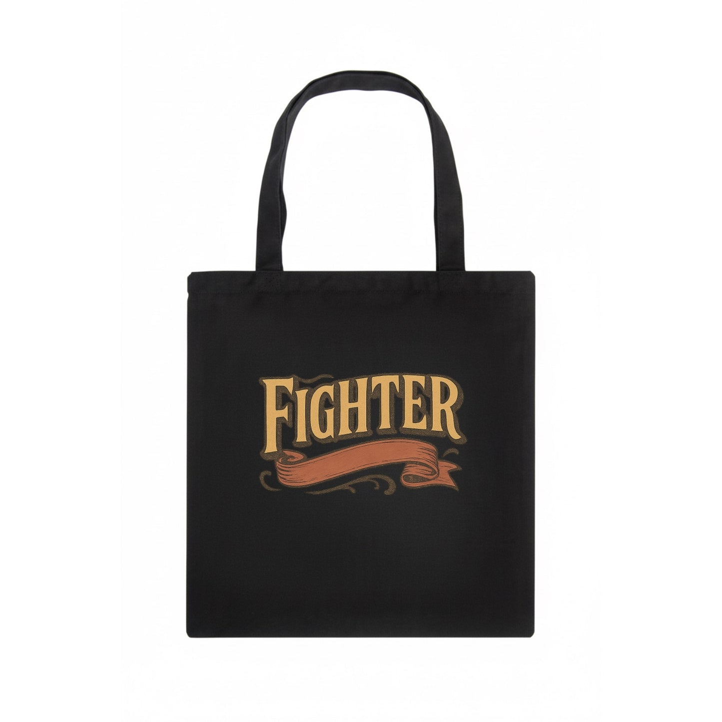 Bold typography design - "FIGHTER" - never giving up, battling on - Tote Bag - dark