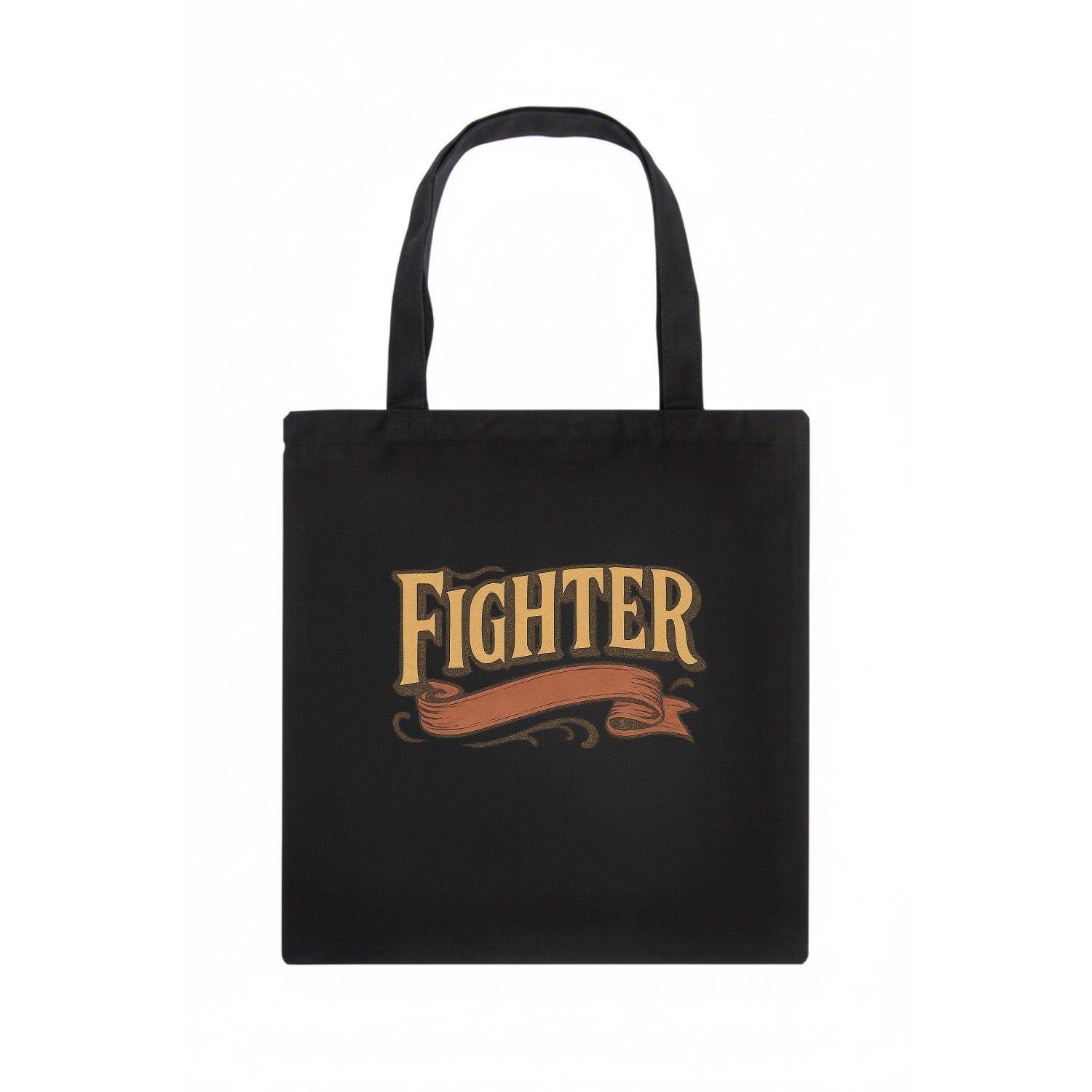 Bold typography design - "FIGHTER" - never giving up, battling on - Tote Bag - dark