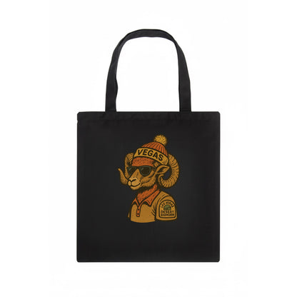 Las Vegas Desert Bighorn wearing Vegas beanie with pom pom and wayfarer sunglasses - Tote Bag - dark