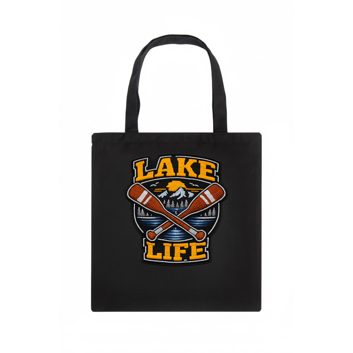 CANOE PADDLE - wooden paddle crossed in brown and cream , lake life - Tote Bag - dark