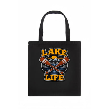 CANOE PADDLE - wooden paddle crossed in brown and cream , lake life - Tote Bag - dark