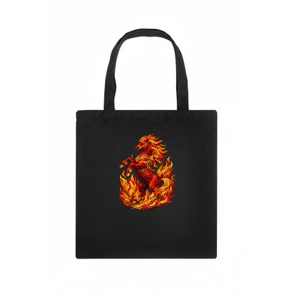 VICTORY BLAZE | Triumphant rearing horse in flames | Achievement celebration | Winning - Tote Bag - dark
