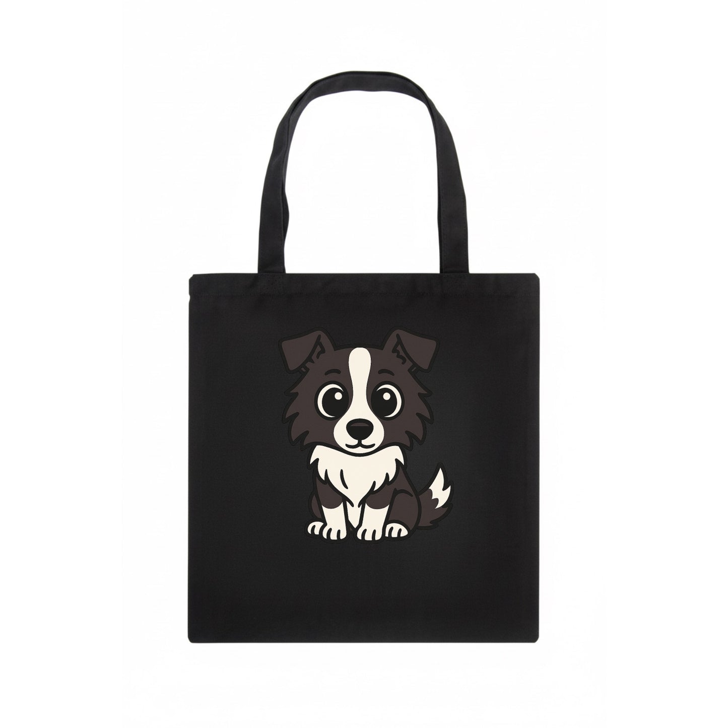 Border Collie - Intense stare sitting pose - Tote Bag - dark