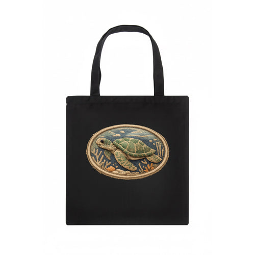 SEA TURTLE - swimming turtle in green and blue , ocean life - Tote Bag