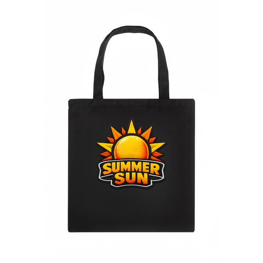 SUMMER SUN - bright sun with rays in yellow and orange , hot season - Tote Bag - dark