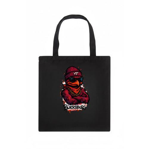 Blacksburg HokieBird wearing Virginia Tech beanie with VT patch - Tote Bag