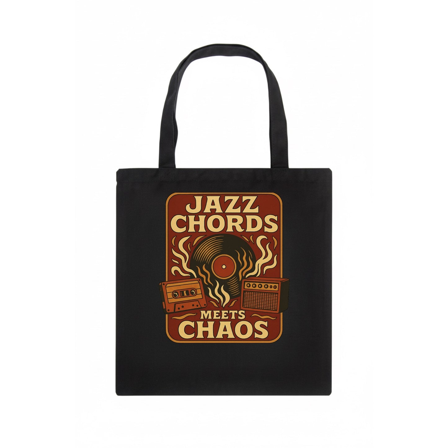 Jazz chords with hyperpop energy - "Jazz Meets Chaos" - unexpected fusion - Tote Bag - dark