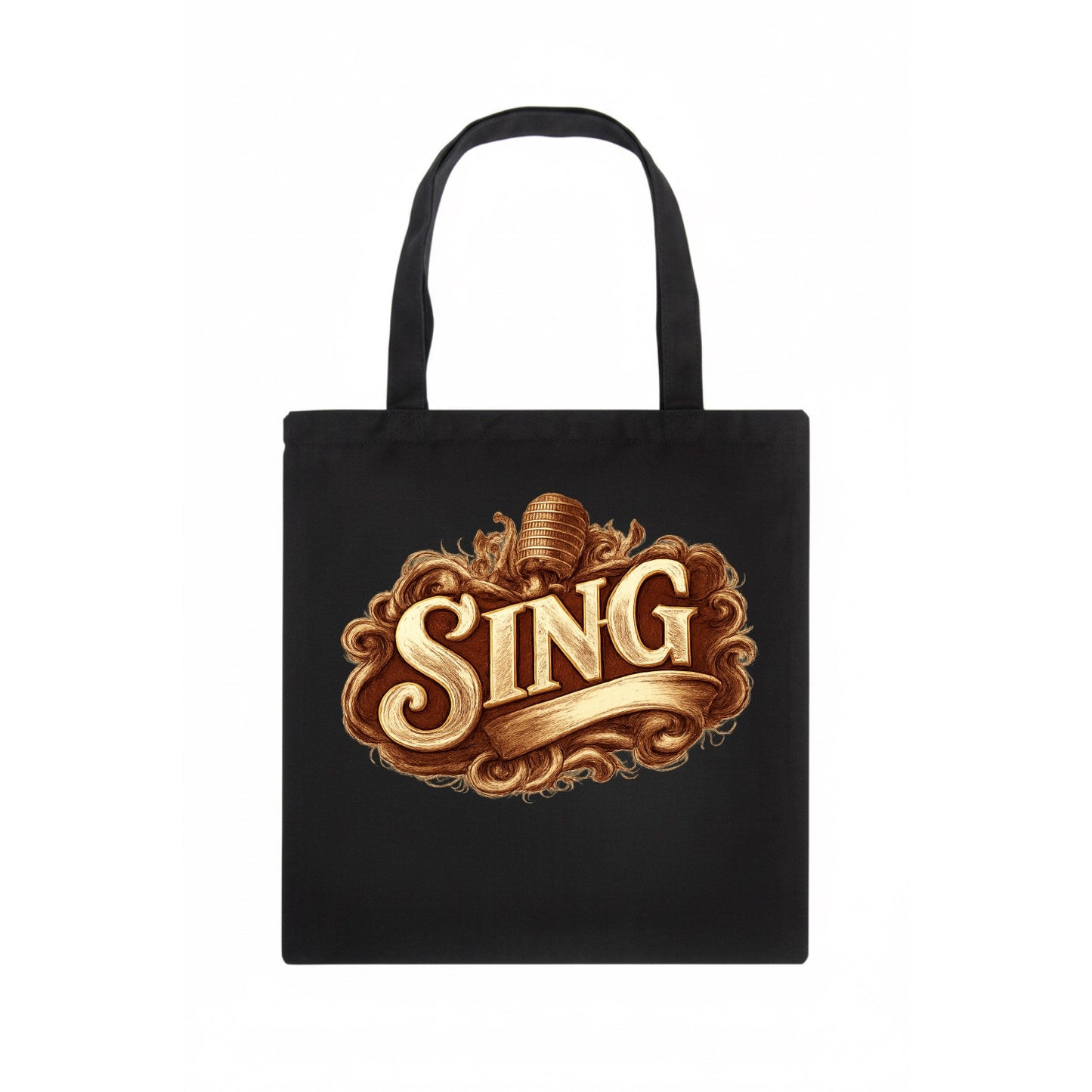 Bold typography design - "SING" - vocal expression, musical soul - Tote Bag - dark