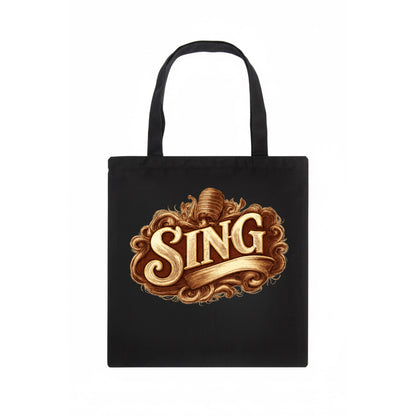 Bold typography design - "SING" - vocal expression, musical soul - Tote Bag - dark