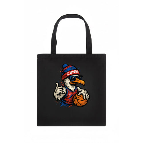 LA Seagull wearing Clippers red white and blue beanie with ship patch and wayfarer - Tote Bag