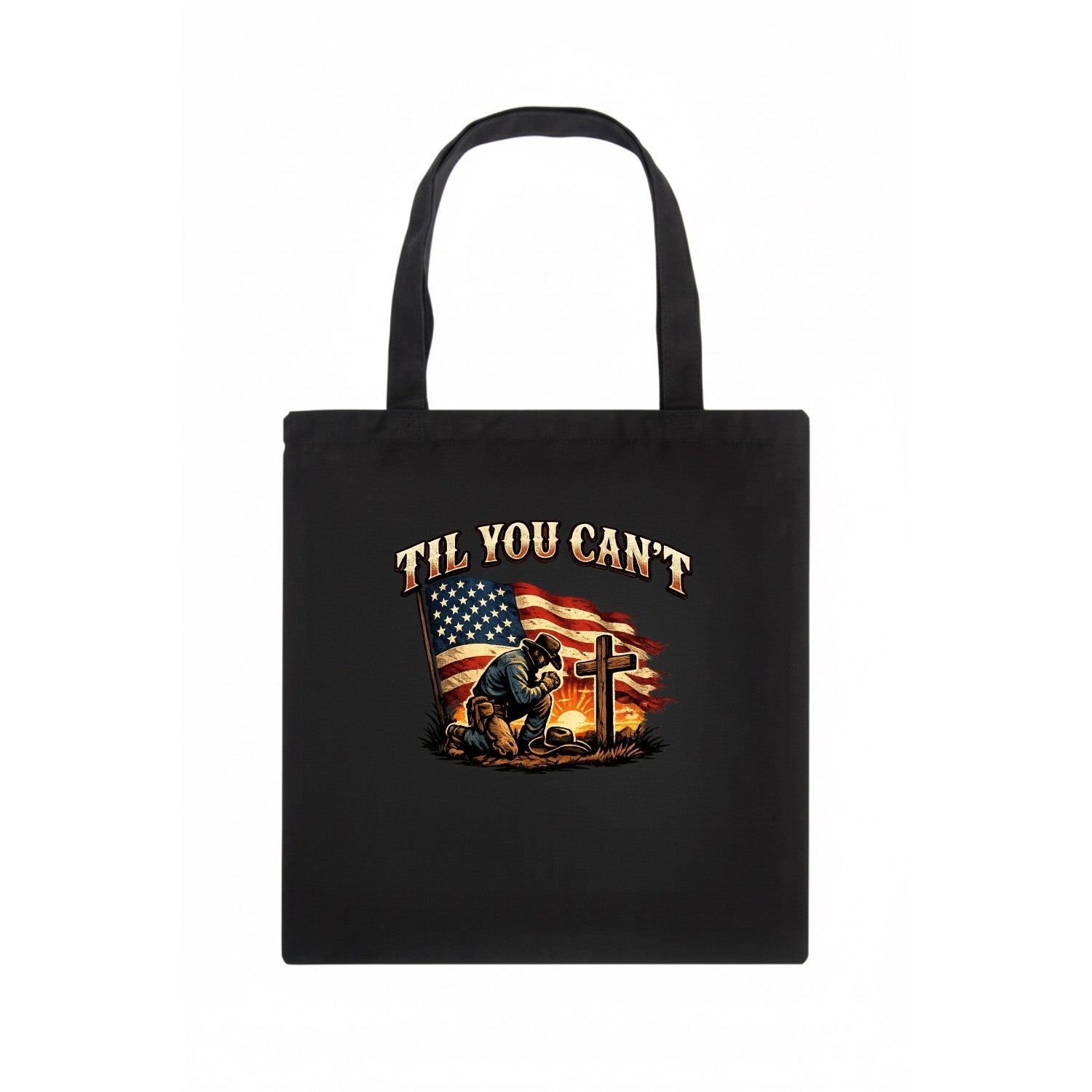 Til You Cant - Praying Cowboy - Tote Bag - dark