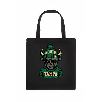 Tampa Bull wearing South Florida beanie with USF patch - Tote Bag - dark