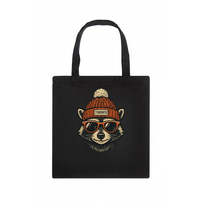 Toronto Raccoon wearing Toronto beanie with pom pom and wayfarer sunglasses - Tote Bag - dark