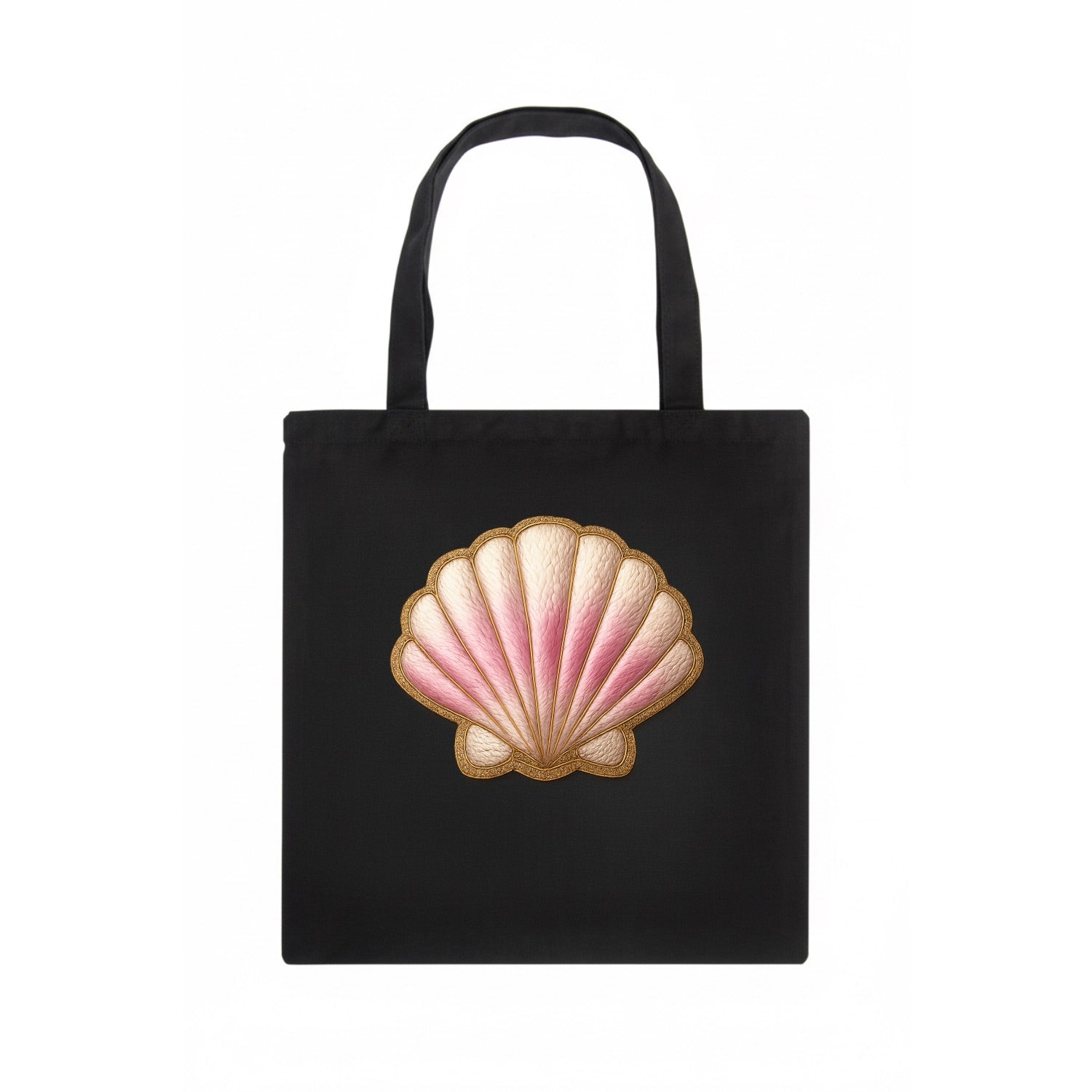 SEASHELL SCALLOP - scallop shell in cream and pink , beach - Tote Bag - dark