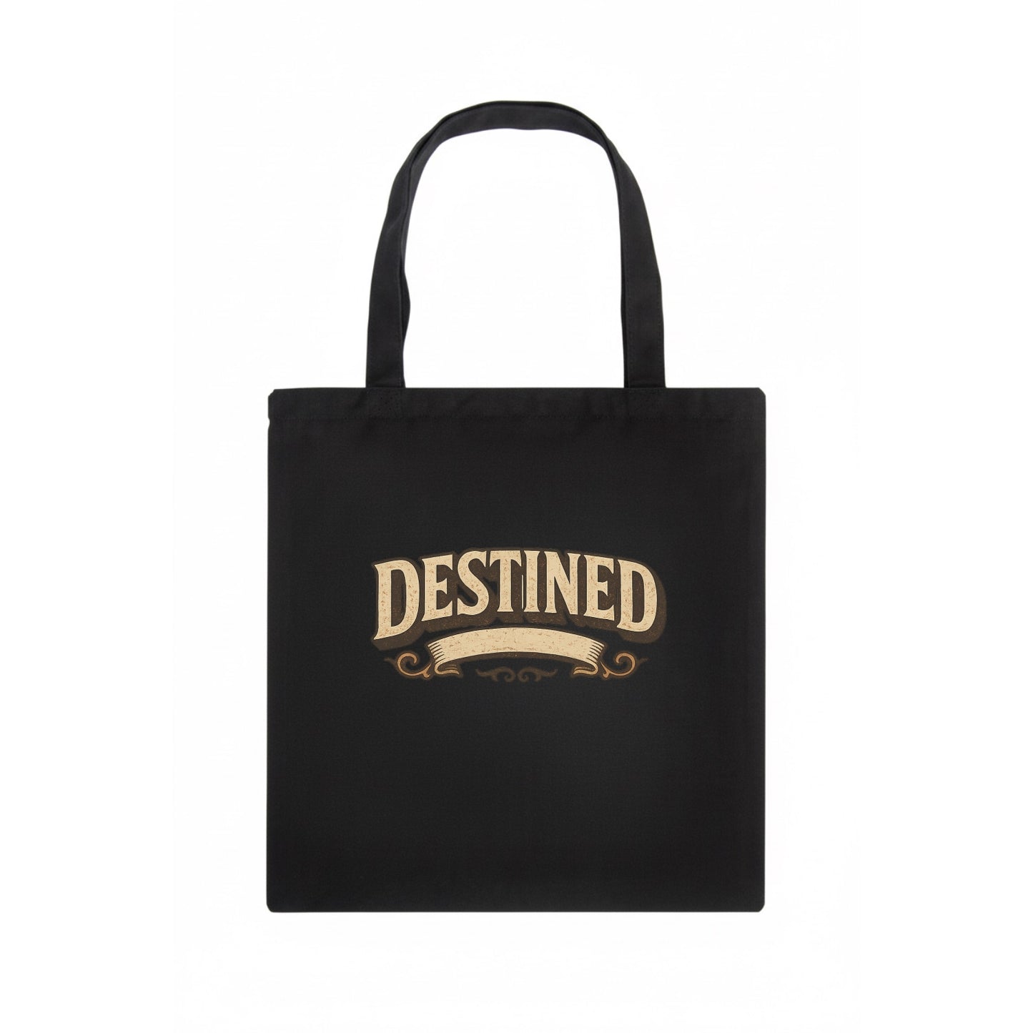 Bold typography design - "DESTINED" - fated for greatness - Tote Bag - dark