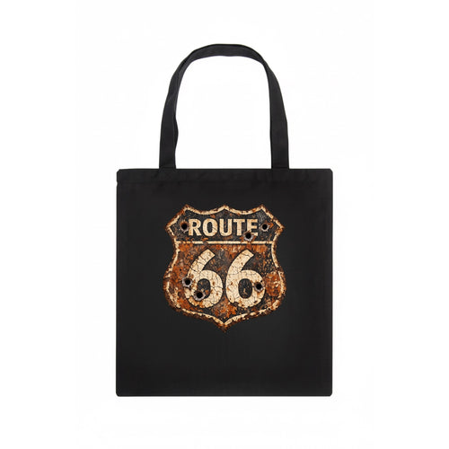 WEATHERED MARKER | Rust-aged Route 66 sign | Desert sun-bleached | Bullet holes - Tote Bag