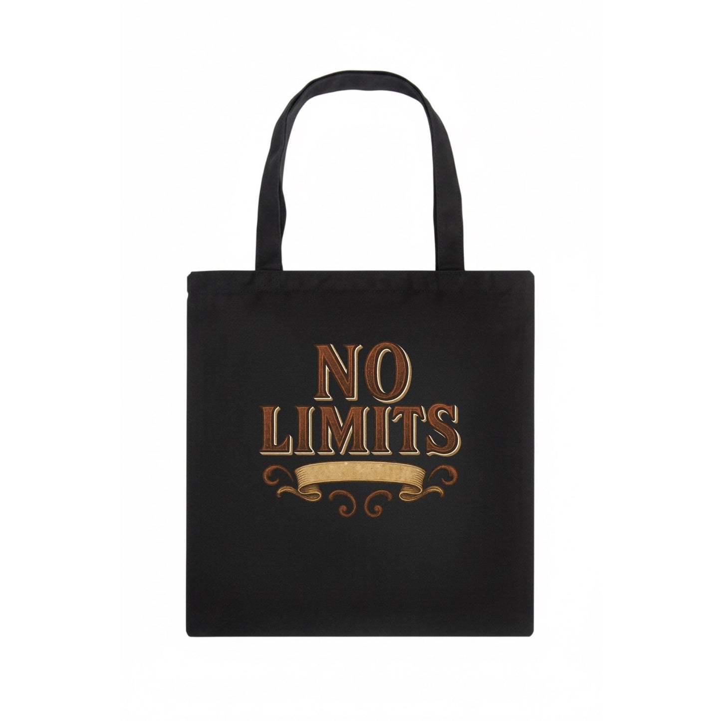Bold typography design - "NO LIMITS" - boundless potential - Tote Bag - dark
