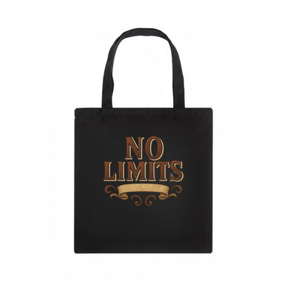 Bold typography design - "NO LIMITS" - boundless potential - Tote Bag - dark