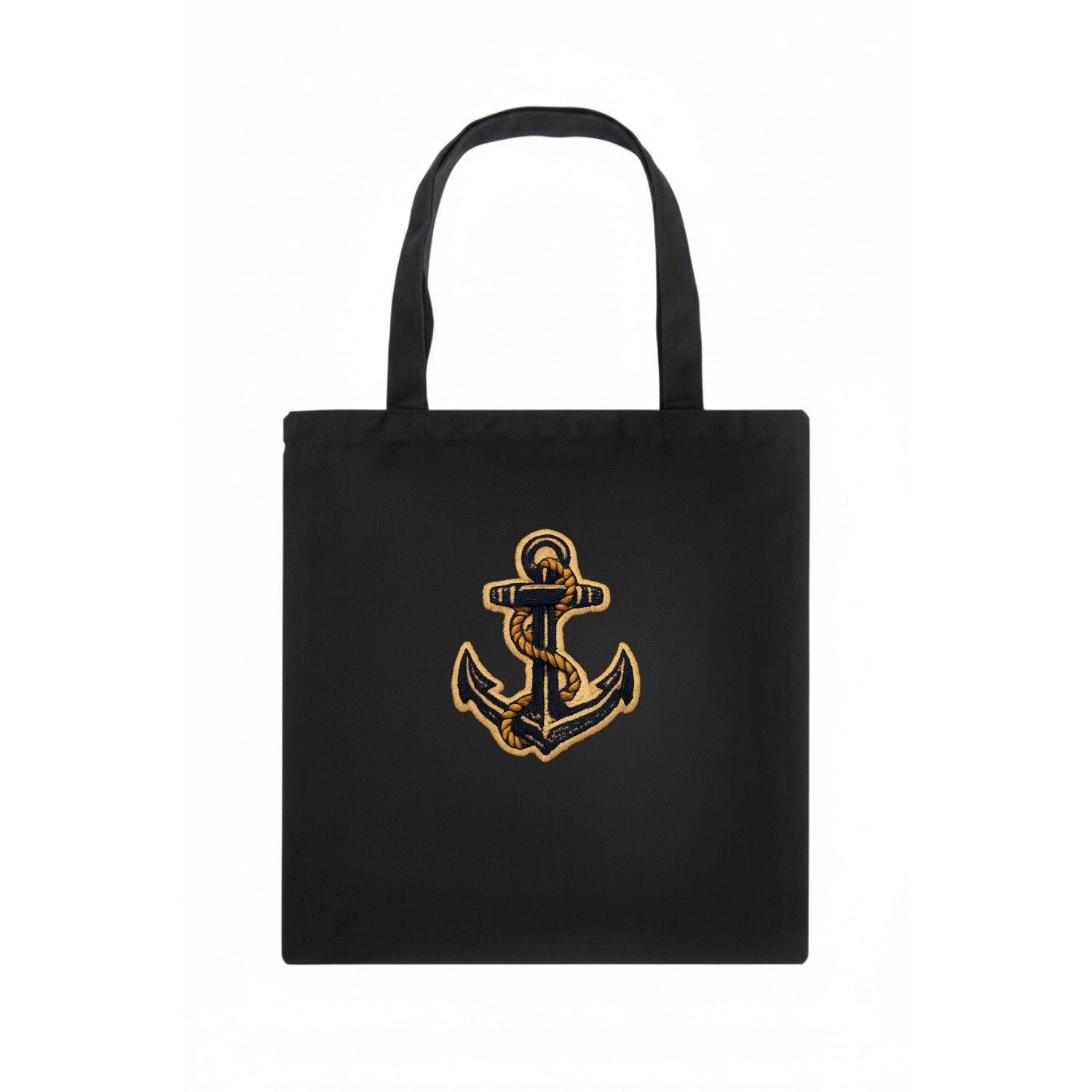 ANCHOR ROPE - classic anchor with rope in navy and gold , sailor - Tote Bag - dark