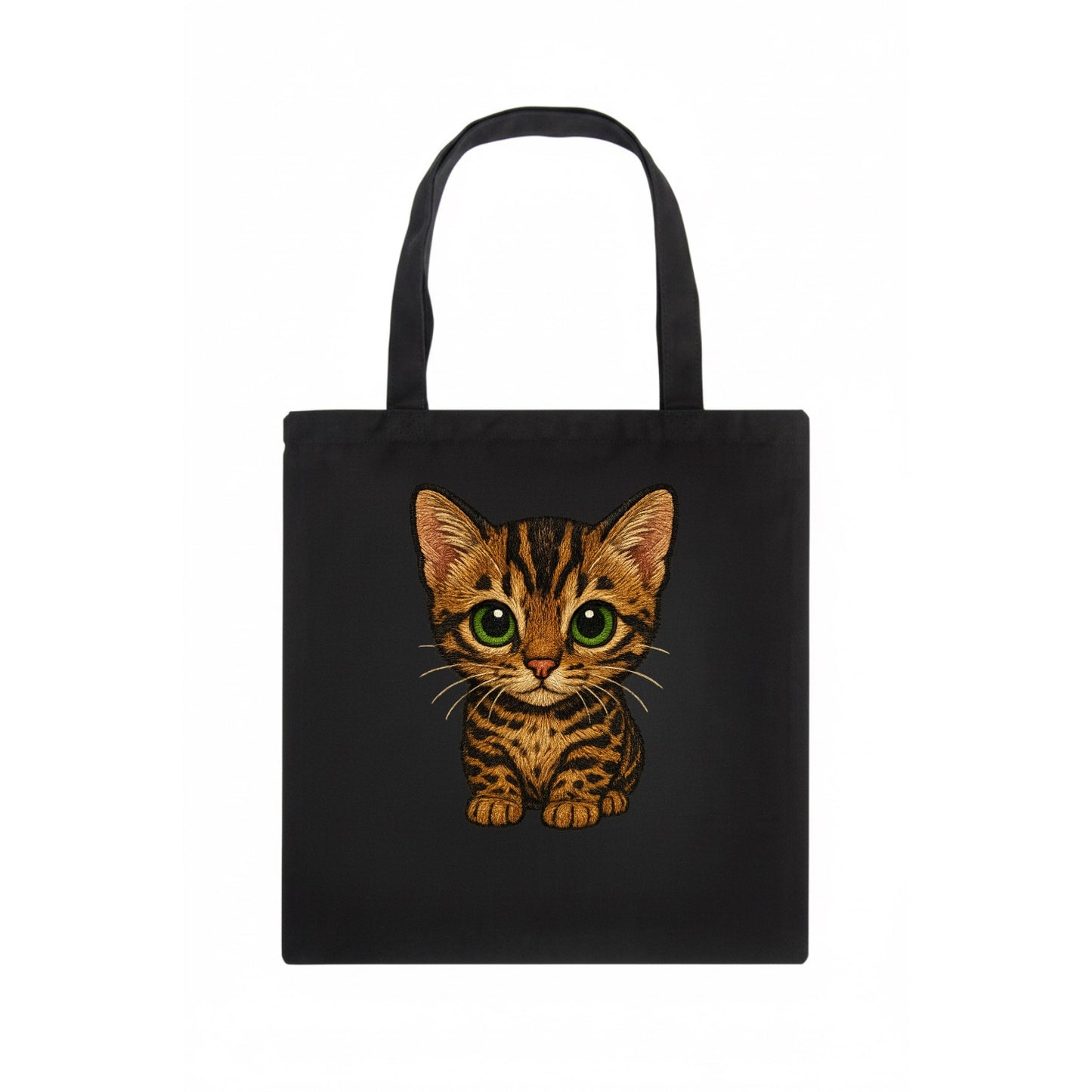 Baby Bengal Kitten - spotted/marbled wild coat, green eyes, athletic build, - Tote Bag - dark