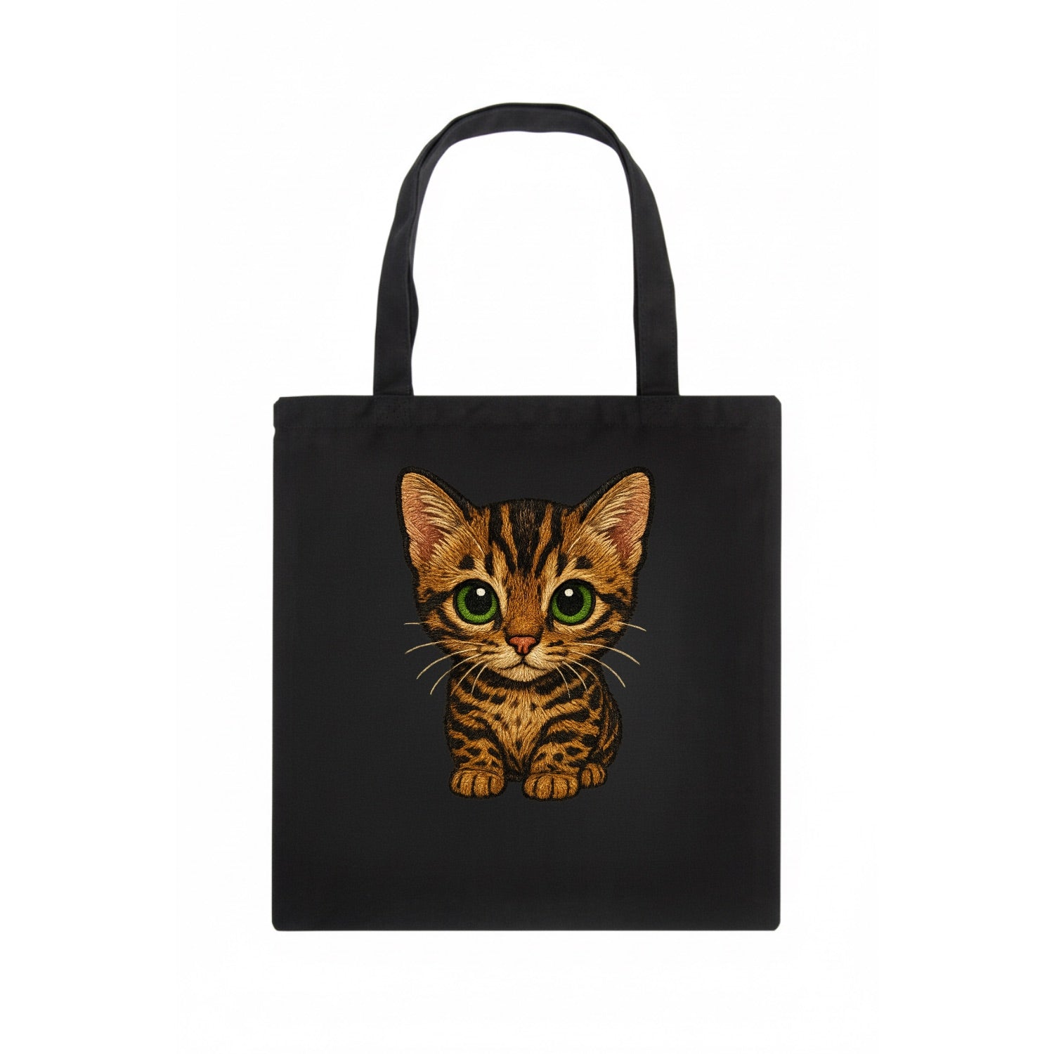 Baby Bengal Kitten - spotted/marbled wild coat, green eyes, athletic build, - Tote Bag - dark