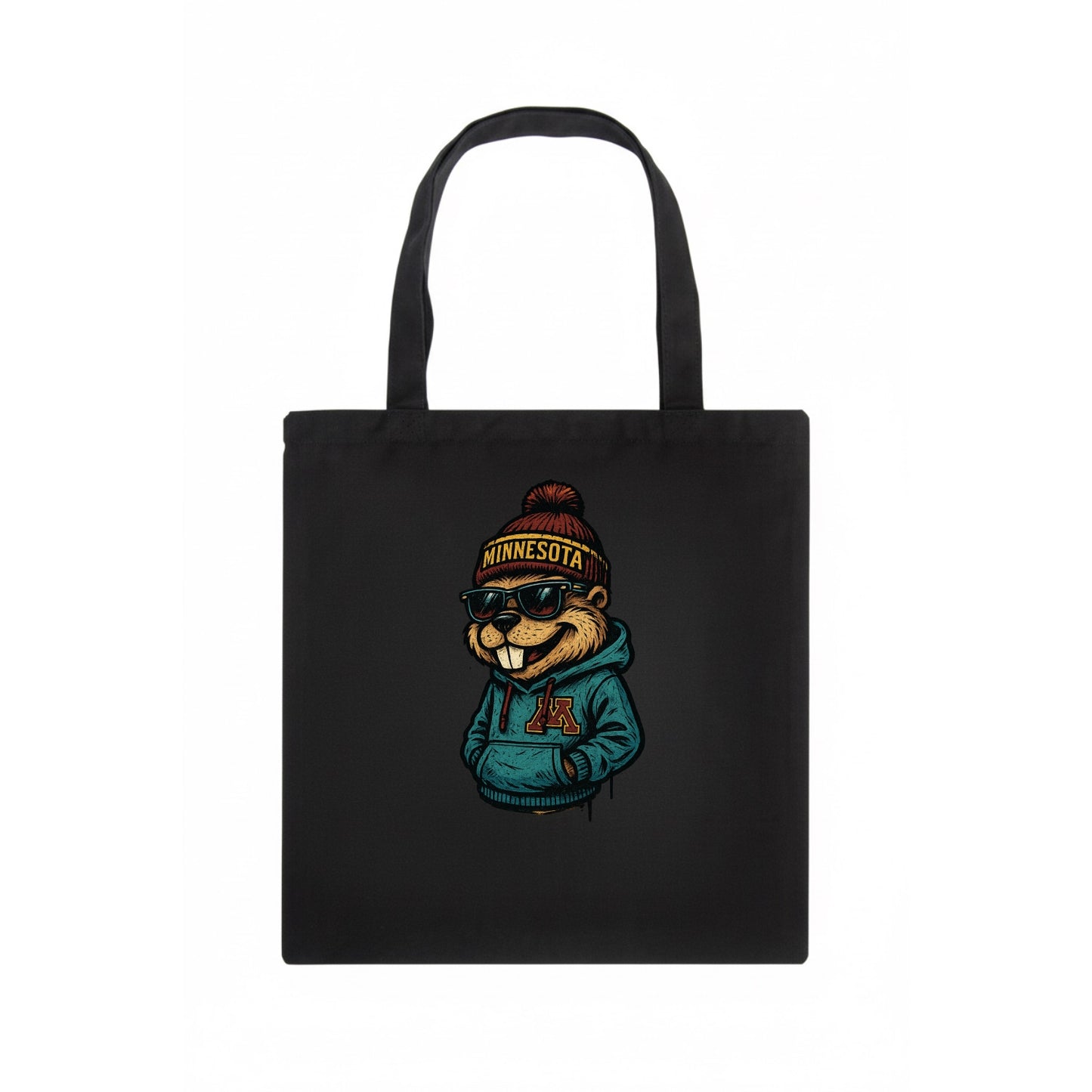 Minneapolis Gopher wearing Minnesota beanie with M patch - Tote Bag - dark