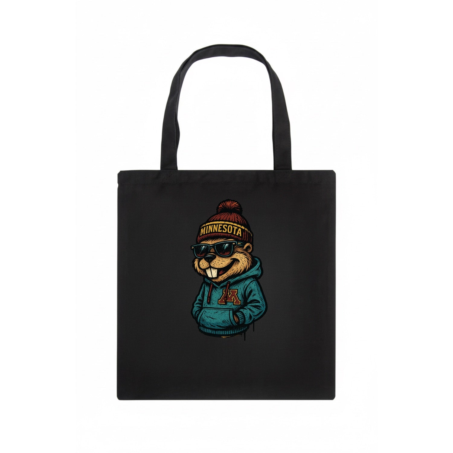 Minneapolis Gopher wearing Minnesota beanie with M patch - Tote Bag - dark