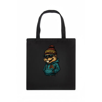 Minneapolis Gopher wearing Minnesota beanie with M patch - Tote Bag - dark
