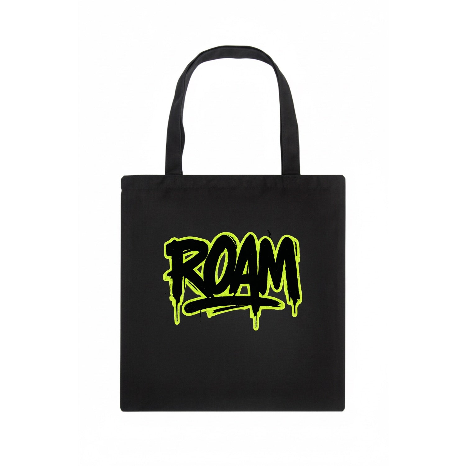 Bold typography design - "ROAM" - wander freely, no destination needed - Tote Bag - dark