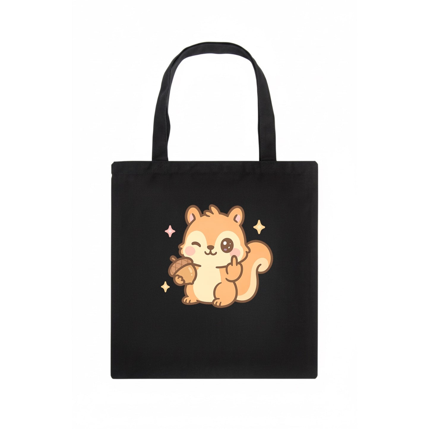 sweet squirrel holding acorn in one paw, flipping off with the other - Tote Bag - dark