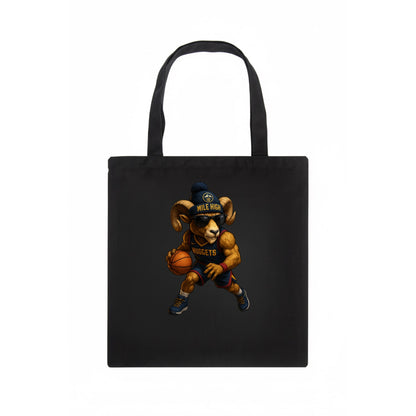 Mile High Bighorn wearing Nuggets beanie with mountain patch and wayfarer sunglasses - Tote Bag - dark