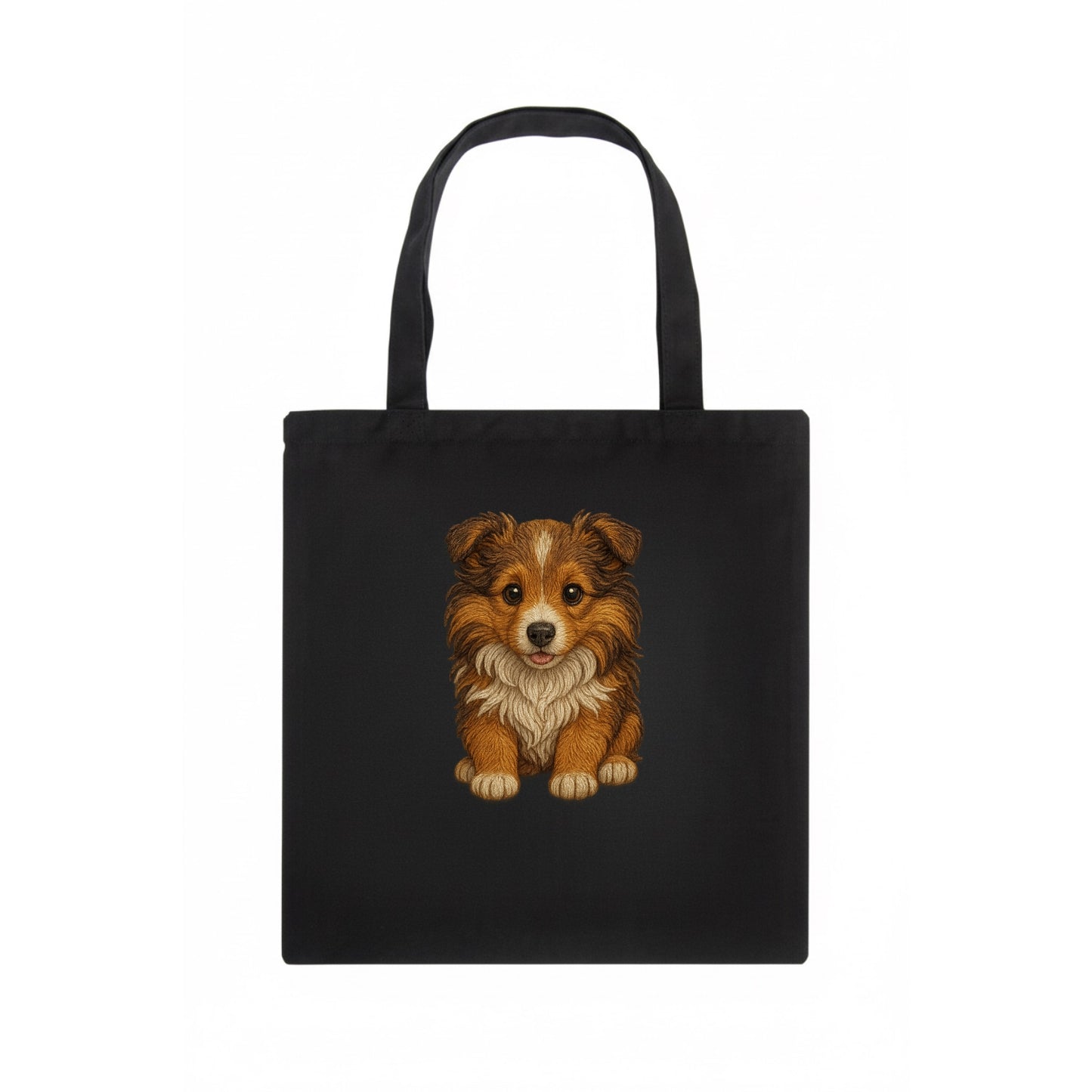 Baby Shetland Sheepdog Puppy - mini collie look, flowing mane, intelligent eyes, - Tote Bag - dark