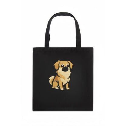 Tibetan Spaniel - Fawn small dog embroidered design - Tote Bag - dark