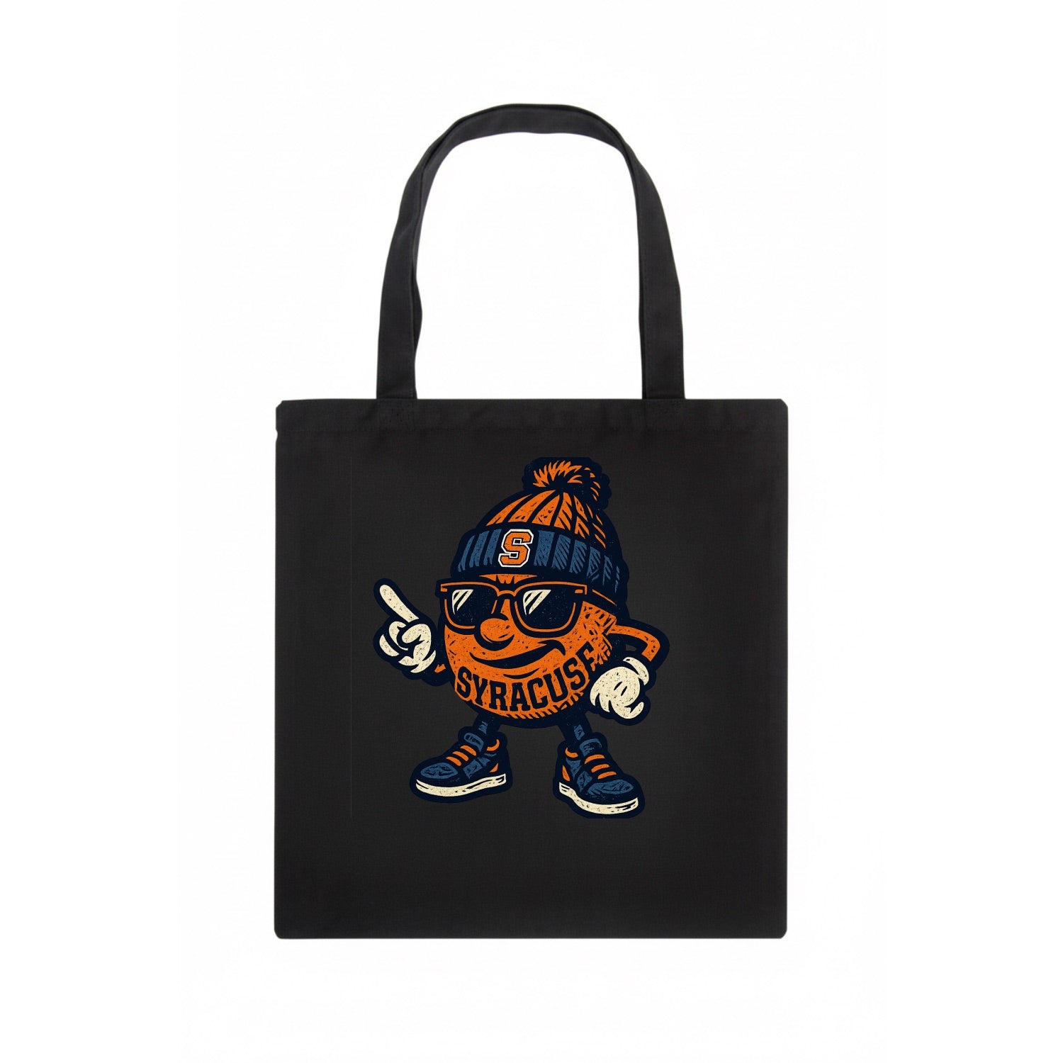 Syracuse Orange wearing Syracuse beanie with S patch - Tote Bag - dark
