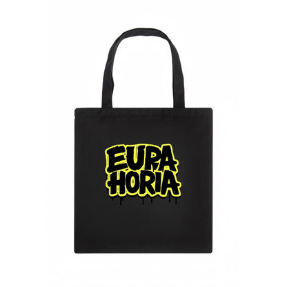 Bold typography design - "EUPHORIA" - intense happiness, ecstasy - Tote Bag - dark