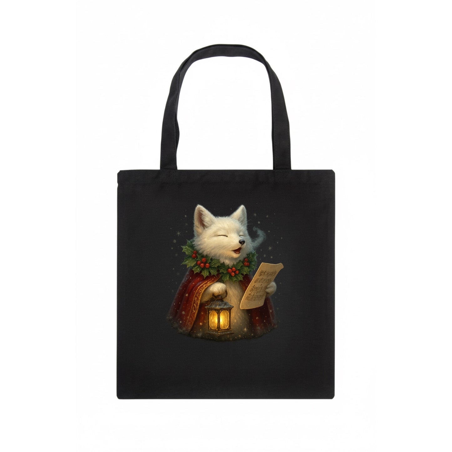 Snowbound Arctic Fox Caroler  - Tote Bag - dark