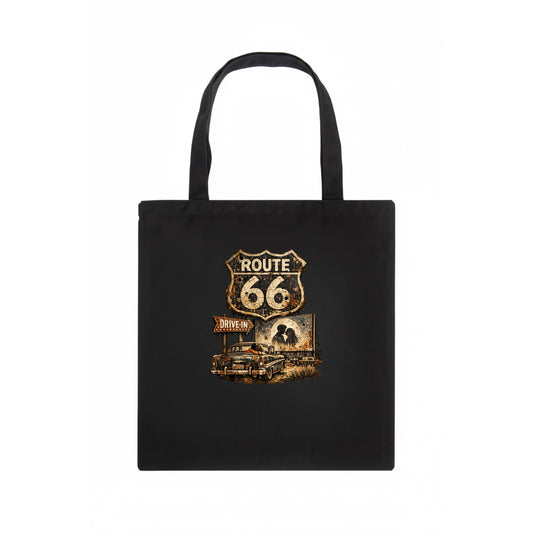 DRIVE-IN | Classic car at drive-in theater | Movie night romance | Americana nostalgia | - Tote Bag - dark