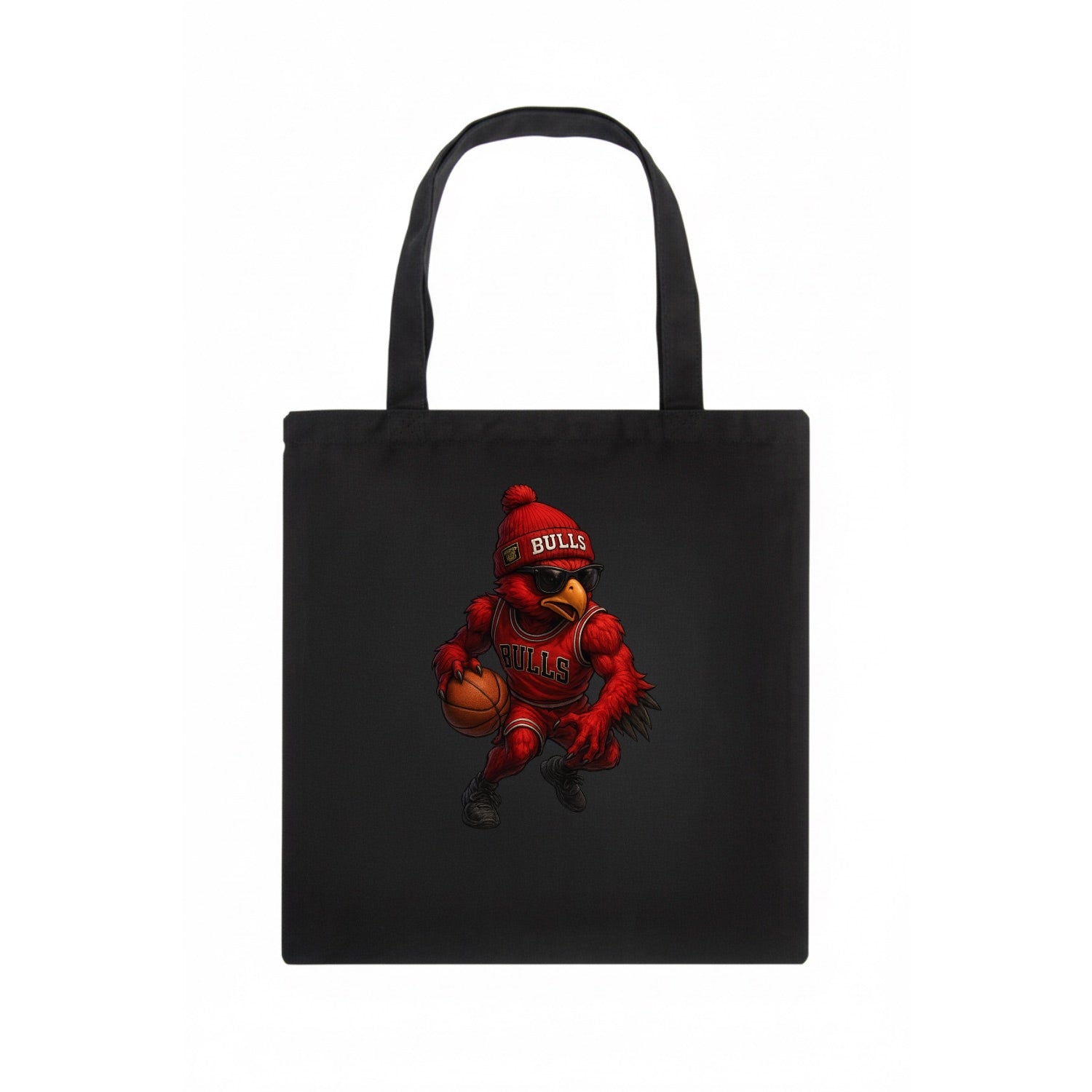 Windy City Hawk wearing Bulls beanie with six rings patch and wayfarer sunglasses - Tote Bag - dark