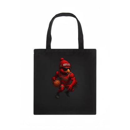 Windy City Hawk wearing Bulls beanie with six rings patch and wayfarer sunglasses - Tote Bag - dark