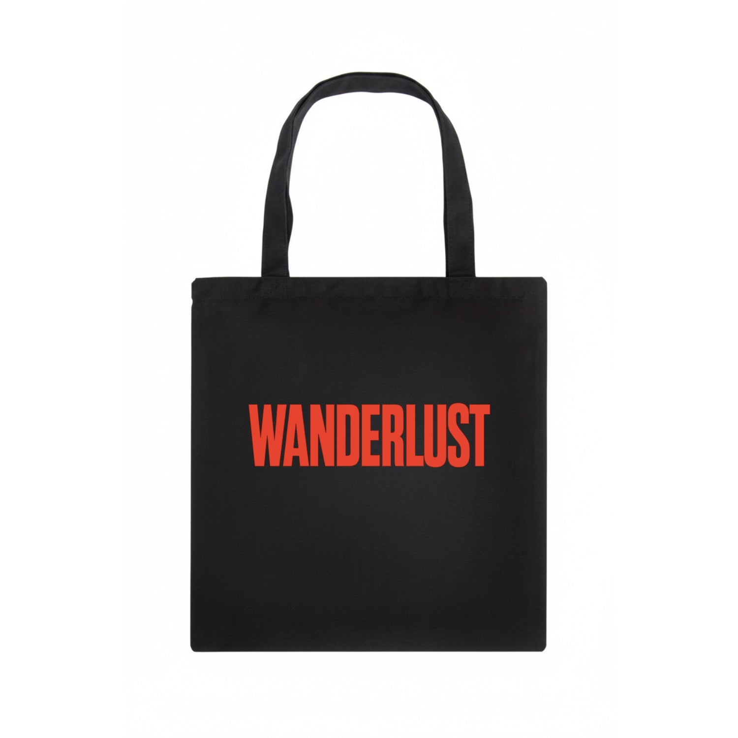 Bold typography design - "WANDERLUST" - desire to travel, explore the world - Tote Bag - dark