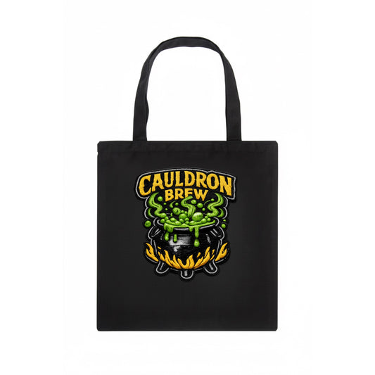 CAULDRON BREW - bubbling pot in black and green , witch craft - Tote Bag - dark