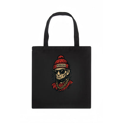 Lincoln Cornhusker wearing Nebraska bean - Tote Bag - dark