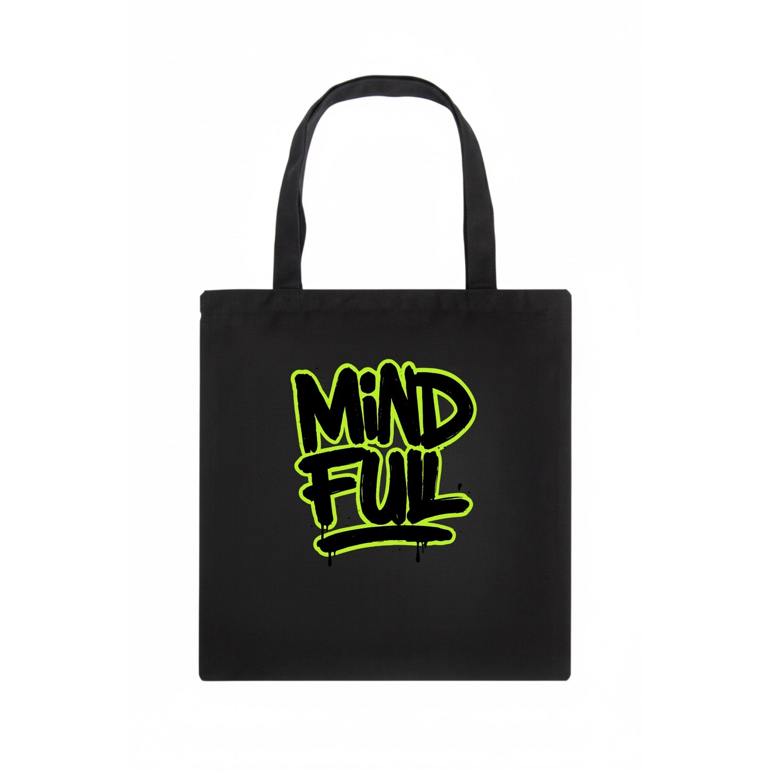 Bold typography design - "MINDFUL" - present awareness, conscious living - Tote Bag - dark