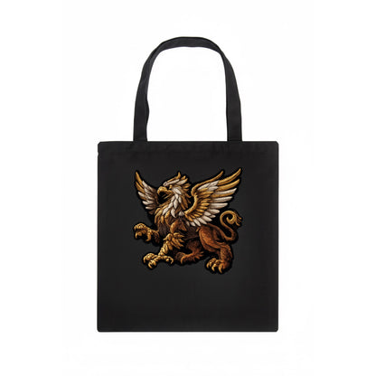 GRIFFIN BEAST - lion eagle hybrid in gold and brown , heraldic - Tote Bag - dark